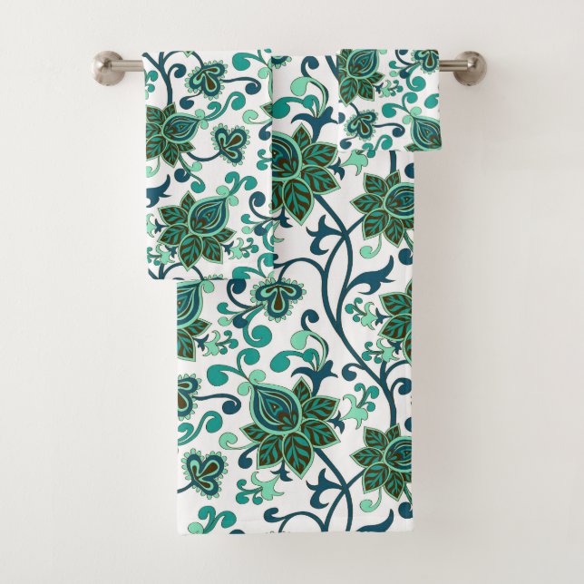 Fleurs Paisley Vertes Et Sarcelle  (En situation)