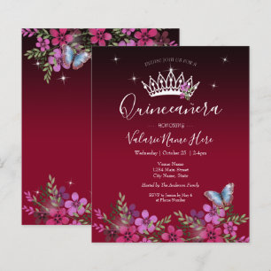 Fleurs Papillon Quinceanera Budget Invitation