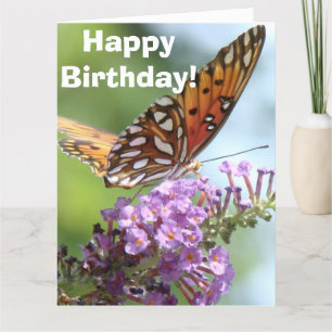 Fleurs papillons Grande carte de voeux Anniversair
