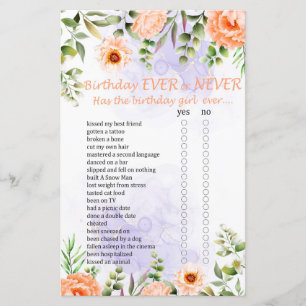 Fleurs pastel Anniversaire Jamais ou jamais Jeu