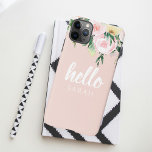 Fleurs Pastel Rose Moderne Bonjour Et Vous Nom<br><div class="desc">Fleurs Pastel Rose Moderne Bonjour Et Vous Nom</div>