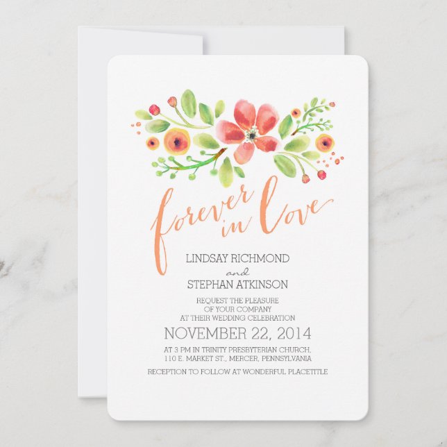 fleurs peintes faire-part de mariage moderne migno (Devant)