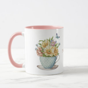 Fleurs personnalisées dans la tasse de café de thé