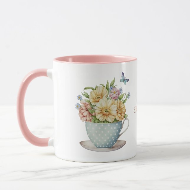 Fleurs personnalisées dans la tasse de café de thé (Gauche)