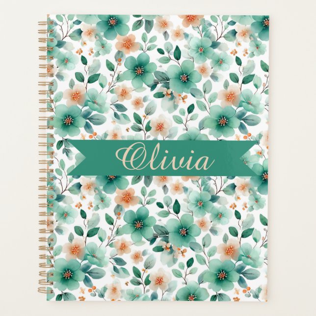 Fleurs personnalisées de printemps vintage vert (Devant)