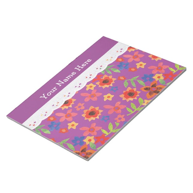 Fleurs personnalisées Magenta, bloc-notes ou noteu (Incliné)