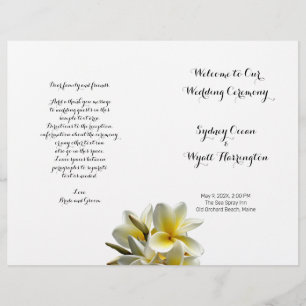 Fleurs Plumeria Jaune Programme de mariage plié