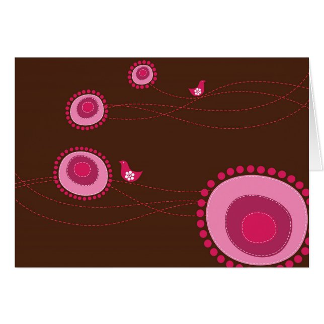 Fleurs pointillées par rose et carte heureuse (Devant horizontal)