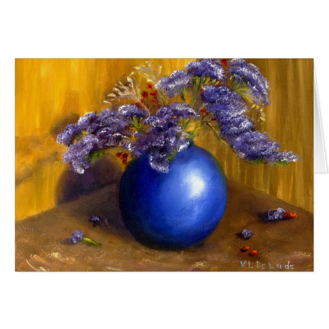 Fleurs pourpres à l'arrière-plan bleu de vase et (Devant horizontal)