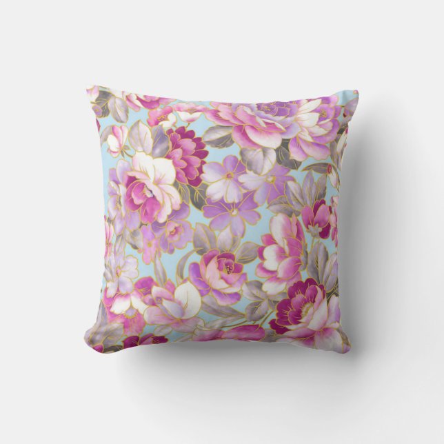 Fleurs pourpres Lancer Oreiller (Recto)