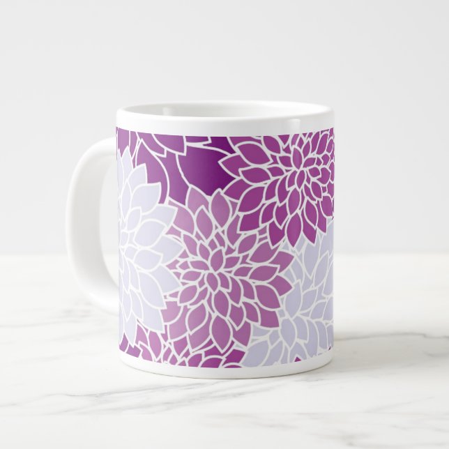 Fleurs pourpres Motif Floral Fille Mugs (Devant gauche)