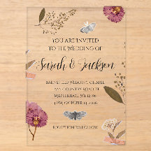 Fleurs Pressées Mariage Shabby Chic Invitation de