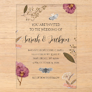 Fleurs Pressées Mariage Shabby Chic Invitation de