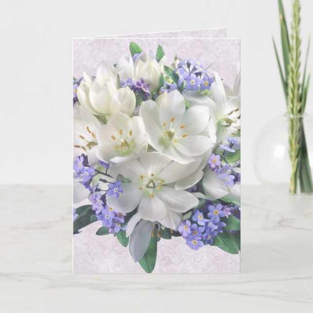 Fleurs printanières. Crocus et carte Ne m'oubliez  (Devant)