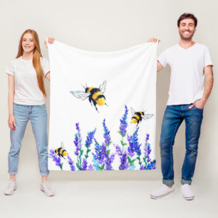 Fleurs printanières et abeilles volant couverture
