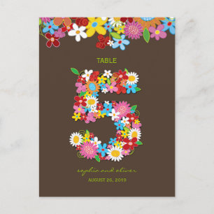 Fleurs printanières Jardin Mariage Numéro de table