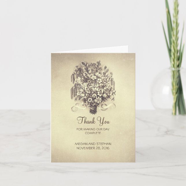 Fleurs printanières Mariage vintage Merci (Devant)