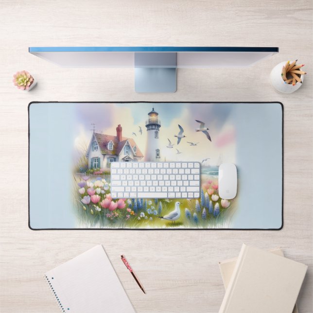 Fleurs printanières près d'un cottage côtier et d' (Bureau 1)