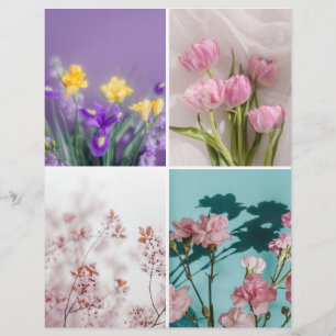 Fleurs printanières rêveuses Papier découpé pour s