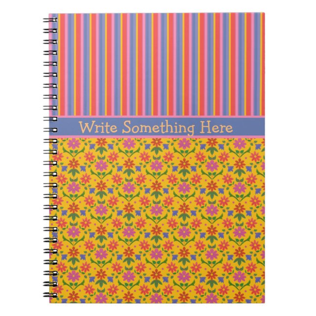 Fleurs Rangoli, Carnet de rayures pour personnalis (Devant)