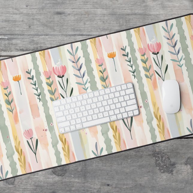 Fleurs rayées pastel aquarelle vintage (Créateur téléchargé)