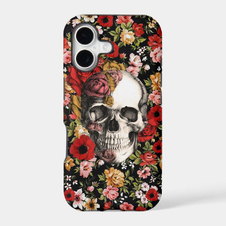 Fleurs rétro avec motif crâne