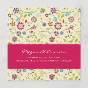 Fleurs rétro ・ Cerise ・ Enregistrer la carte Date