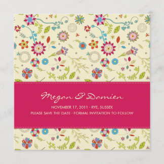 Fleurs rétro ・ Cerise ・ Enregistrer la carte Date