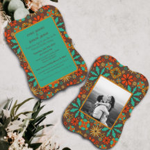 Fleurs Rétro Marron Turquoise Rouge floral groovy