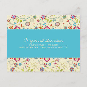 Fleurs rétro ・ Turquoise ・ Enregistrer la carte Da