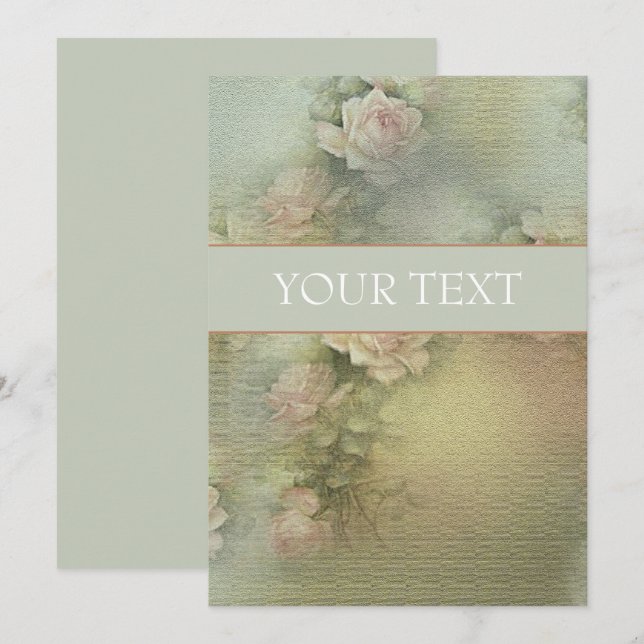 Fleurs romantiques - Carte d'invitation (Devant / Derrière)