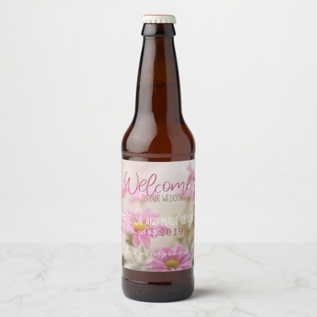Fleurs romantiques Étiquettes  Fleurs de bière ros (Devant)