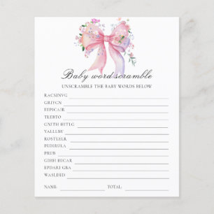 Fleurs rose Arc-en-ciel baby shower - Mots mêlés b