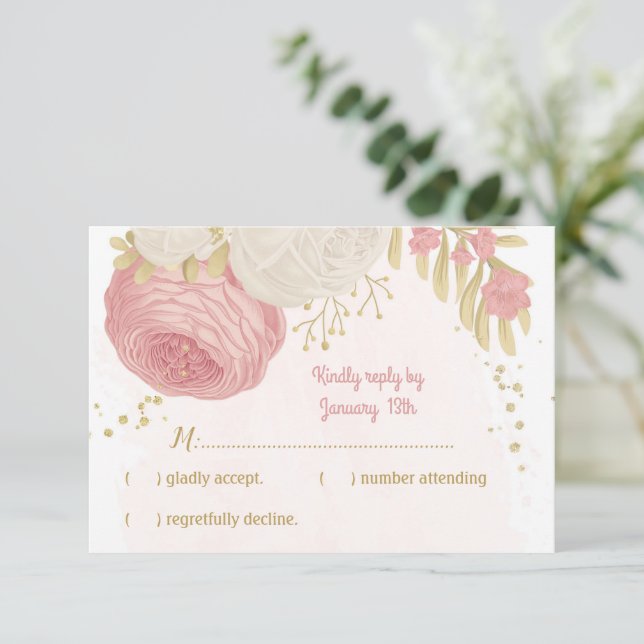 fleurs rose et blanche or botanique rsvp (Debout devant)