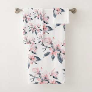 Fleurs rose et gris Motif Aquarelle classique