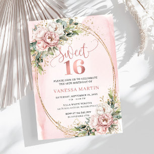 Fleurs Rose Poussiéreux Invitation Eucalyptus Swee