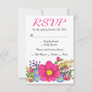 Fleurs Rose RSVP Aquarelle Fleur Mariage Magenta