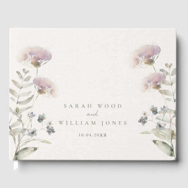 Fleurs rose vif Mariage Livre d'or (Recto)