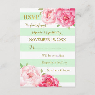 Fleurs roses à la menthe Noir Mariage or RSVP