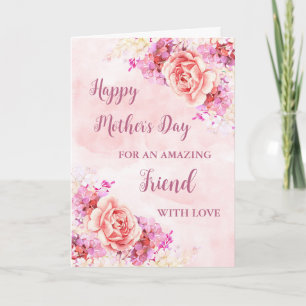 Fleurs roses Ami Bonne carte de fête des mères