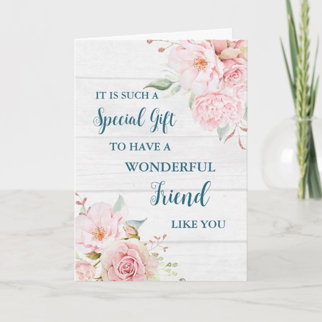 Fleurs roses Ami Bonne carte de fête des mères (Devant)