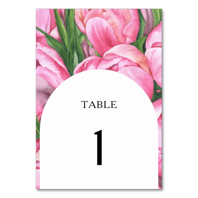 Fleurs roses aquarelle - numéro de table de mariag (Par défaut)
