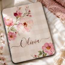 Fleurs roses aquarelle personnalisées sur fond gin