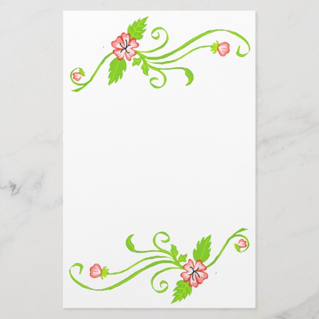 Fleurs roses avec Papeterie Vigne Verte (Devant)