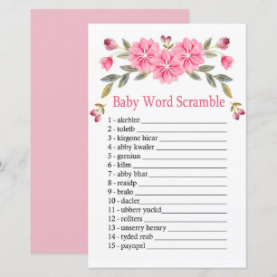 Fleurs roses Baby mot scramble jeu