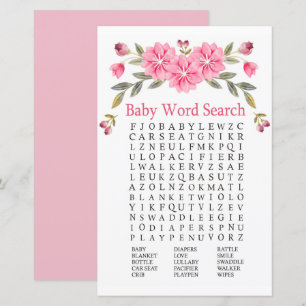 Fleurs roses Baby shower Mot de recherche Jeu