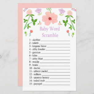 Fleurs roses Baby word scramble jeu