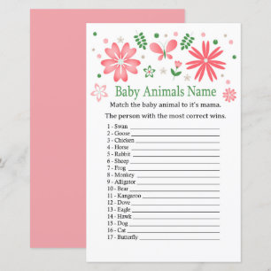 Fleurs roses Bébé Animaux Nom Jeu