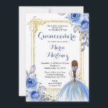 Fleurs Roses bleues Quinceañera Invitation<br><div class="desc">Fleurs Roses bleues Quinceañera InvitationMis Quince Anos,  15e anniversaire, </div>