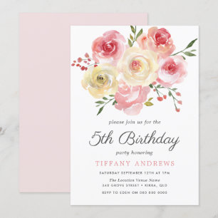 Fleurs Roses Blush Enfants Enfants Invitation d'an